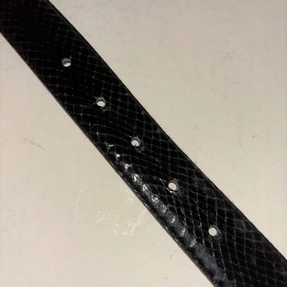 Jana‎ Black Snake Skin Belt With Gold Ornate Buckle S